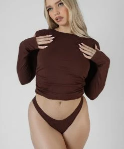 Public Desire UK Ruched Side Lounge Top Chocolate 8 Public Desire UK Ruched Side Lounge Top Chocolate