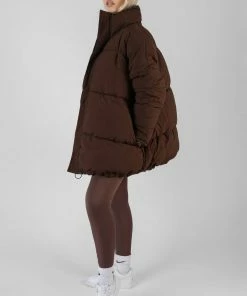 Public Desire UK KAIIA CLOTHING Padded Trapeze Puffer Chocolate