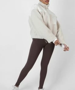 Public Desire UK Half Zip Conrast Borg Pull Over Sand