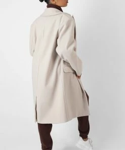 Public Desire UK Longline Oversized Wool Coat Stone KAIIA CLOTHING