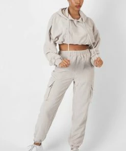 Public Desire UK KAIIA CLOTHING Cord Cropped Hoodie Ecru 7 Public Desire UK KAIIA CLOTHING Cord Cropped Hoodie Ecru