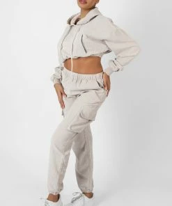 Public Desire UK KAIIA CLOTHING Cord Cropped Hoodie Ecru 8 Public Desire UK KAIIA CLOTHING Cord Cropped Hoodie Ecru