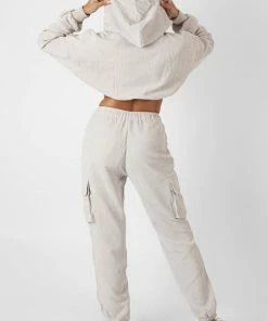 Public Desire UK KAIIA CLOTHING Cord Cropped Hoodie Ecru 9 Public Desire UK KAIIA CLOTHING Cord Cropped Hoodie Ecru