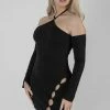 Public Desire UK KAIIA CLOTHING Halter Neck Button Detail Mini Dress