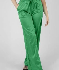Public Desire UK Satin Wide Leg Trousers Green
