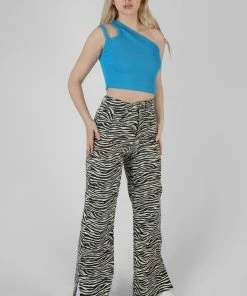 Public Desire UK Asymmetric Strap Top Blue