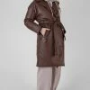 Public Desire UK Padded Pu Trench Chocolate KAIIA CLOTHING