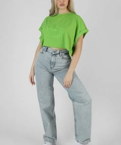 Public Desire UK Boxy Oversized Cropped T-Shirt Green KAIIA CLOTHING
