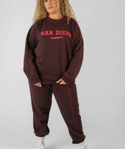 Public Desire UK Curve San Diego Contrast Stitch Sweatshirt Aubergine 7 Public Desire UK Curve San Diego Contrast Stitch Sweatshirt Aubergine