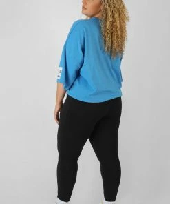 Public Desire UK KAIIA CLOTHING Curve Oversized Boxy Cropped Patch T-Shirt Blue