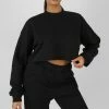 Public Desire UK Self Love Club Cropped Sweatshirt Black