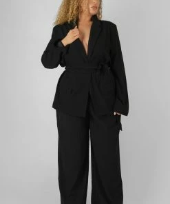 Public Desire UK Curve Obi Belt Blazer Black KAIIA CLOTHING