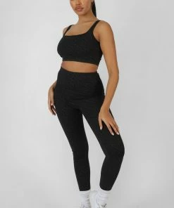 Public Desire UK Repeat Print Leggings Black KAIIA CLOTHING