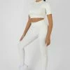 Public Desire UK KAIIA CLOTHING Athleisure Seam Front Ribbed Leggings White