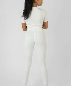 Public Desire UK KAIIA CLOTHING Athleisure Seam Front Ribbed Leggings White