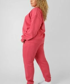 Public Desire UK Curve Tonal Embroidery Joggers Coral