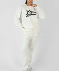 Public Desire UK Varsity Embroidery Sweatshirt Ecru KAIIA CLOTHING