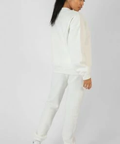 Public Desire UK Varsity Embroidery Sweatshirt Ecru KAIIA CLOTHING