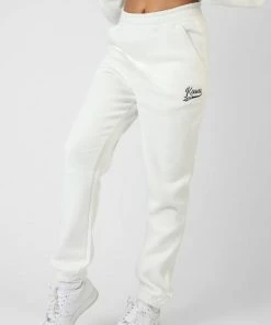 Public Desire UK Varsity Embroidery 90'S Joggers Ecru