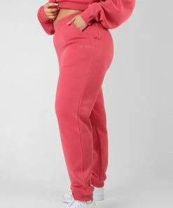 Public Desire UK Curve Tonal Embroidery Joggers Coral