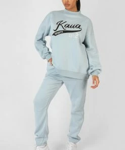 Public Desire UK Varsity 90'S Joggers Ice Blue KAIIA CLOTHING
