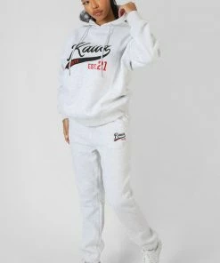 Public Desire UK Varsity Seam Front 90'S Joggers Oatmeal Marl