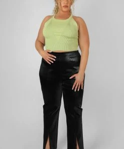 Public Desire UK Curve High Neck Knitted Racer Crop Top Lime KAIIA CLOTHING