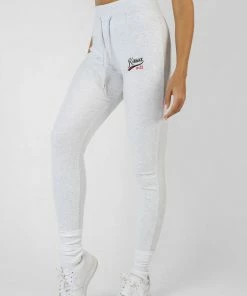Public Desire UK Varsity Embroidery Tie Waist Legging Oatmeal Marl