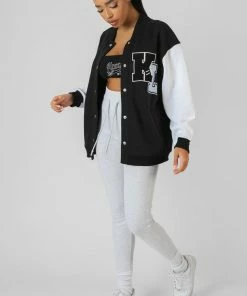 Public Desire UK KAIIA CLOTHING Contrast Sleeve Varsity Jacket Black 8 Public Desire UK KAIIA CLOTHING Contrast Sleeve Varsity Jacket Black