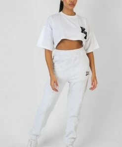 Public Desire UK Varsity Super Cropped T-Shirt White