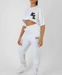 Public Desire UK Varsity Super Cropped T-Shirt White