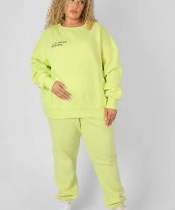 Public Desire UK Curve Text Detail Oversized Sweat Lime KAIIA CLOTHING
