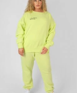 Public Desire UK Curve Text Detail Oversized Sweat Lime KAIIA CLOTHING