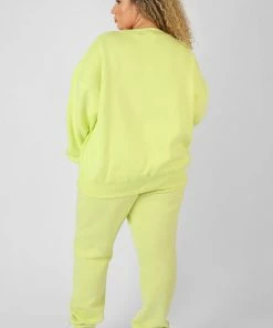 Public Desire UK Curve Text Detail Oversized Sweat Lime KAIIA CLOTHING