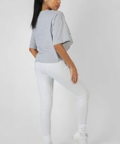 Public Desire UK Varsity Embroidery Cropped T-Shirt Grey Marl 9 Public Desire UK Varsity Embroidery Cropped T-Shirt Grey Marl