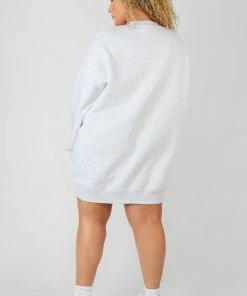 Public Desire UK KAIIA CLOTHING Curve Arizona Graphic Sweat Dress Oatmeal Marl