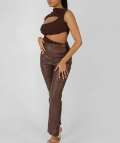 Public Desire UK Asymmetric Cut Away Bodysuit Chocolate KAIIA CLOTHING 6 Public Desire UK Asymmetric Cut Away Bodysuit Chocolate KAIIA CLOTHING