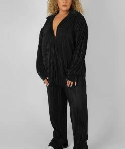 Public Desire UK KAIIA CLOTHING Curve Plisse Trouser Black 6 Public Desire UK KAIIA CLOTHING Curve Plisse Trouser Black