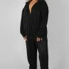 Public Desire UK Curve Oversized Plisse Shirt Black