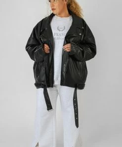 Public Desire UK KAIIA CLOTHING Curve Pu Oversized Biker Jacket