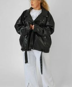 Public Desire UK KAIIA CLOTHING Curve Pu Oversized Biker Jacket