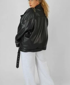 Public Desire UK KAIIA CLOTHING Curve Pu Oversized Biker Jacket