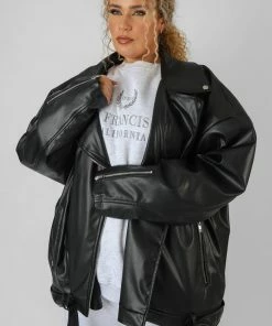 Public Desire UK KAIIA CLOTHING Curve Pu Oversized Biker Jacket