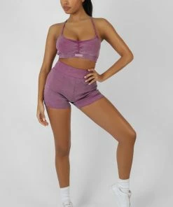 Public Desire UK KAIIA CLOTHING Athleisure Cross Back Ribbed Bralet Purple