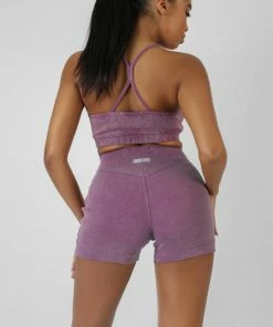 Public Desire UK KAIIA CLOTHING Athleisure Cross Back Ribbed Bralet Purple