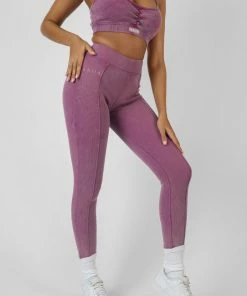 Public Desire UK KAIIA CLOTHING Athleisure Seam Front Ribbed Leggings Purple