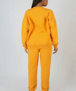 Public Desire UK Milan Tonal Embroidered Joggers Mango