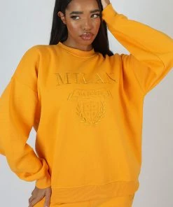 Public Desire UK Milan Tonal Embroidered Sweatshirts Mango KAIIA CLOTHING