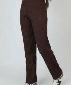 Public Desire UK Ribbed Knitted Wide Leg Trousers Chocolate 7 Public Desire UK Ribbed Knitted Wide Leg Trousers Chocolate