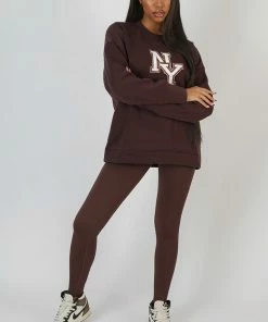 Public Desire UK Ny Oversized Sweatshirt Chocolate